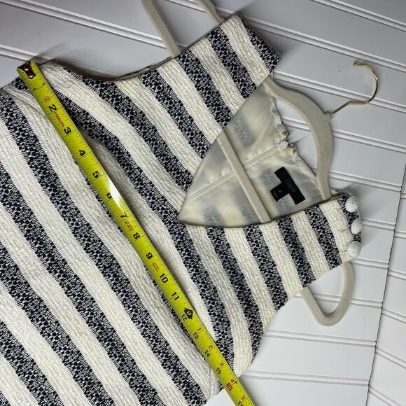 J.Crew Women’s White & Blue Sleeveless V-Neck Back Zip Fit & Flare Dress Size 0 - Picture 5 of 12